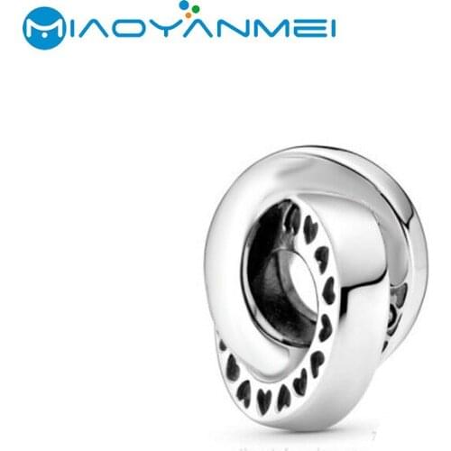 School Gift 2020 Autumn 925 Sterling Silver Beads Winding Double Loop Charm Fit Original Pandora Bracelets Women DIY Jewelry