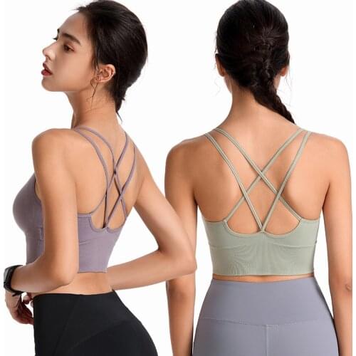 Fitness Sports Bra for Women Push Up Wirefree Padded Crisscross Strappy Running Gym Training Workout Yoga Underwear Crop Tops