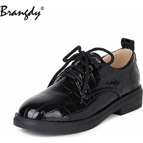 Brangdy Square Toe Women Shoes 2021 Autumn Thick Heels Pumps For Women Lace Up PU Leather Shallow Working Basic Shoes Woman