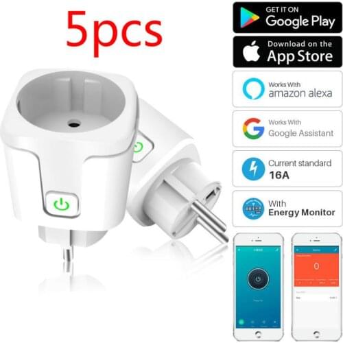 Smart Plug WiFi Smart Socket EU Adaptor 16A Power Socket Smart Home Monitor Timing Tuya App Control Works With Alexa Google Home