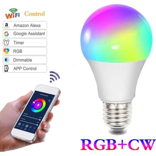 10W WiFi Smart Light Bulb B22 E27 LED RGB Lamp Work with Alexa/Google Home 85-265V RGB+White Dimmable Timer Function Magic Bu