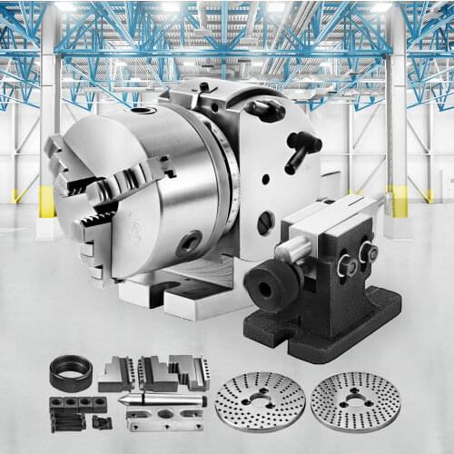 VEVOR BS-0 Precision Dividing Head Horizontal Dividing Head with 3-Jaw Chuck, MT2 Tailstock BS-0 5" Semi Universal Dividing Head