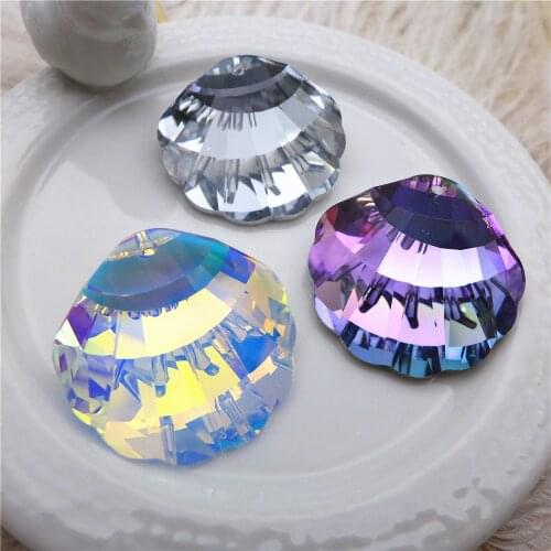 Jewellery Making Charms Supplies 28MM Glass pendant diy Charm Lot Shell Shape Necklace Handmade Accessories Wholesale New 12pcs