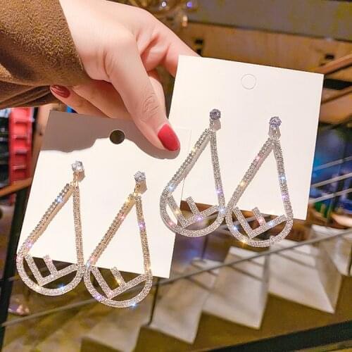 JIOFREE Sell Hot Exaggerated Fashion Rhinestones Crystal Clip on Earrings Without Piercing Long Women Ear Clip Jewelry