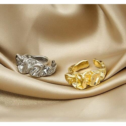 Ladies Jewelry Irregular Aesthetic Ring Womens Punk Hip-hop Adjustable Ring Stylish Gold Silver Color Metal anillos Best Gift