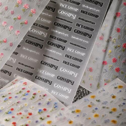 1Pc Vintage Flower Series Nail Sticker Dry Rose Daisy Flowers Eenglish Letter Patten Nail Art Water Transfer Decals Sliders