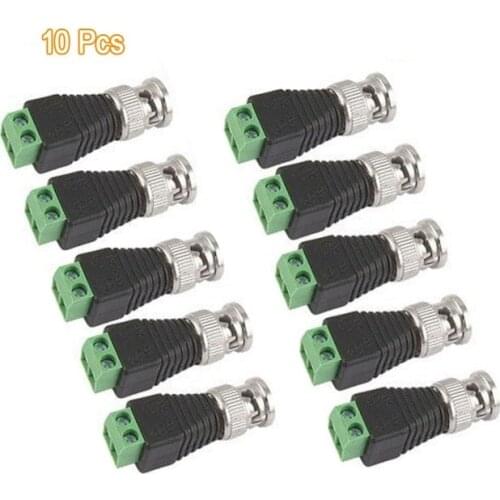 10 Pcs BNC Male CCTV Coaxial Camera Adapter / Video Balun Connector