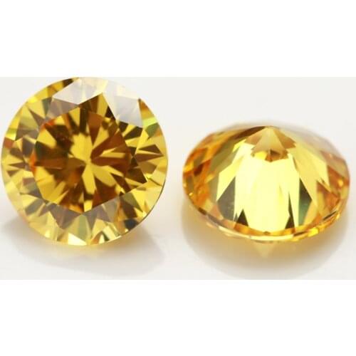 100pcs/lot 0.8mm~3.5mm Round Shape Loose CZ Stone Golden Yellow Color AAAAA Cubic zirconia Synthetic Gems For Jewelry DIY Stone