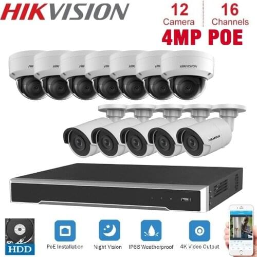 16-CH Hikvision POE NVR Video Surveillance with 13 pcs 4MP IP Camera Netwerk Security Night Vision CCTV Security System Kits