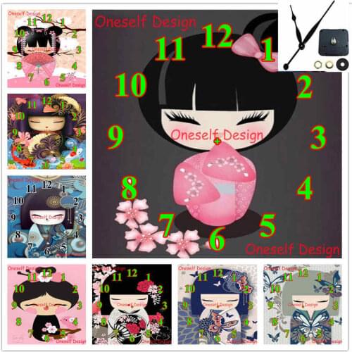 5d diamond painting cross stitch clock cute girl diamond embroidery full set with Mechanical clock decoration home wall sticker