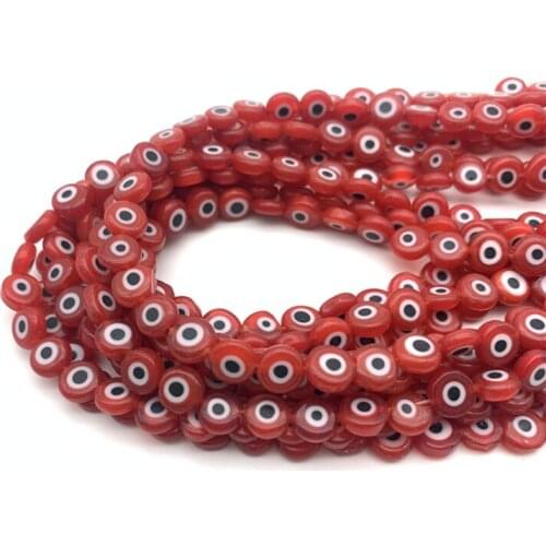 6X8mm Evil Eye Multicolor Round Flat Shape Beads Glazed Glass Beads for Bracelet Necklace DIY Jewelry Making 2020