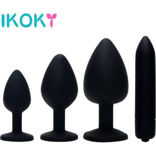 IKOKY 4Pcs Anal Plug Prostate Massager Multispeed Erotic Toys Butt Plug Bullet Vibrator Sex Toys for Men Women Crystal Jewelry
