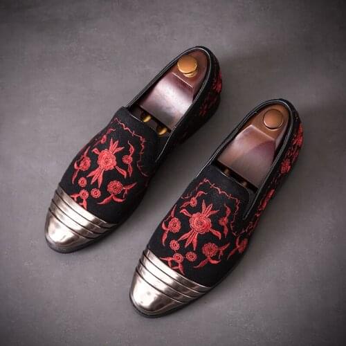 Brand mens shoes spring and autumn fashion personality casual comfort simple printing high quality Lok Fu shoes large size 46