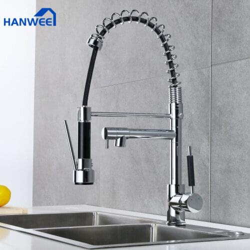 Blackend Spring Kitchen Faucet Pull out Side Sprayer Dual Spout Single Handle Mixer Tap Sink Faucet 360 Rotation Kitchen Faucets