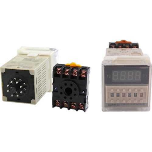 220VAC digital time delay relay timer 0.01s-9999h LED display 8 pin panel installed DH48S1Z SPDT