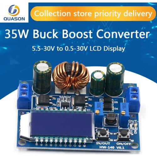 35W DC 5.5-30V to 0.5-30V Digital LCD Display Automatic Step up down Buck Boost Converter Power Supply Module Adjustable Board