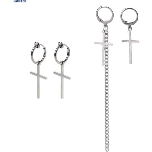JAVRICK Kpop Bangtan Boys Korean Stainless Steel Cross Tassel Long Earrings Jewelry
