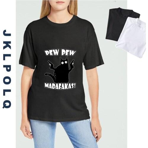JKLPOLQ Unisex Funny Cat Graphic Womens Cotton Crew Neck Short Sleeve T-Shirt Gifts Casaul Tops Cartoon Tee