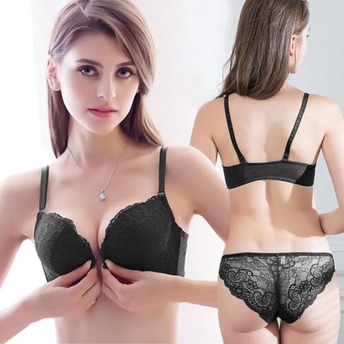 E lovegirl Sexy Lingerie Set Cotton Thin Lace Side Push Up Bra Set beauty back Women Bra Panties Set Comfort 3/4 Cup Underwear