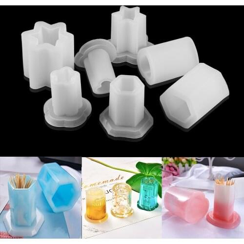 1Set Toothpick Box Storage Box Mold Round Pen Holder Crystal Epoxy Silicone Molds for DIY Epoxy Resin Craft Jewelry Making Tool