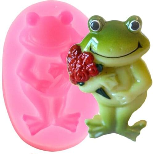 Frog Cupcake Topper Fondant Mold Baby Birthday Cake Border Silicone Cake Decorating Tools DIY Candy Polymer Clay Chocolate Molds