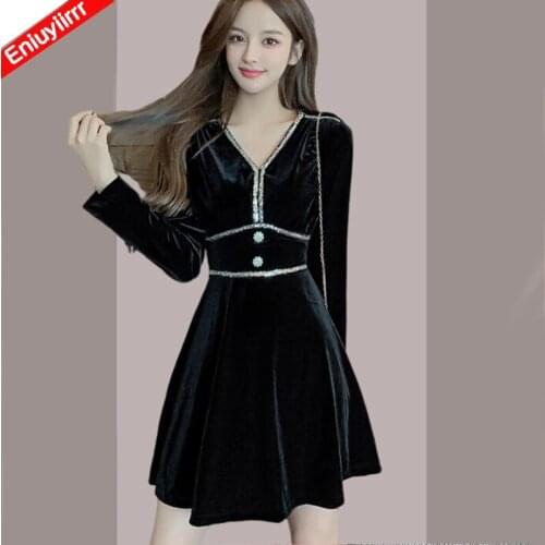 Women Winter Spring Cute A Line Party Date Little Black Dress