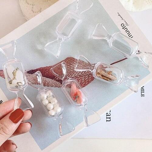 10pcs Candy Modeling Mini Plastic Box Lovely Creative Transparent Girl Ring Earring Jewelry Storage Box Home Storage Organizer