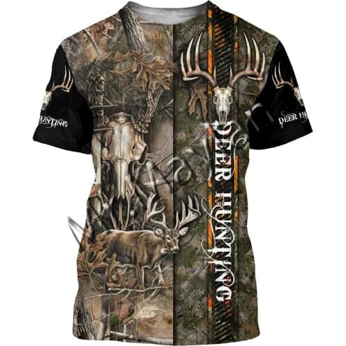 Fashion Animal Deer Hunting Colorful Men/Women O Neck T-shirt 3D Print Leisure Streetwear Short Sleeve / Beach Short / Tank S-46