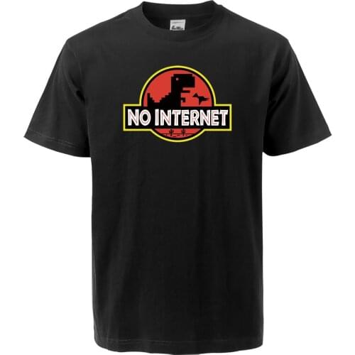No Internet Dinosaur Funnny Short Sleeve Casual High Quality Cotton Tops Tees Harajuku Streetwear Loose Men Fashion Sweatshirt