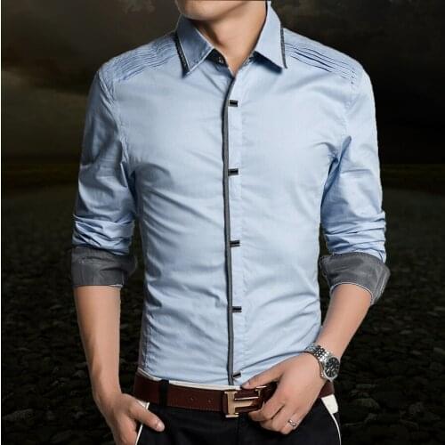 Fashion Mans Spring Autumn British mens long-sleeved shirt Slim body fit cotton long-sleeved casual shirts plus size M-XXXXL