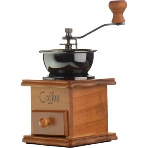 New Retro Wooden Box Hand-Cranked Ceramic Heart-Grinding Grinder Hand-Pushed Coffee Bean Grinder Coffee Mill