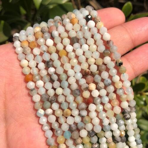 Wholesale Natural Beads Faceted 2/3/4mm Small Tiny Colorful Amazonite New DIY Beads For Jewelry Making Bracelet Necklace