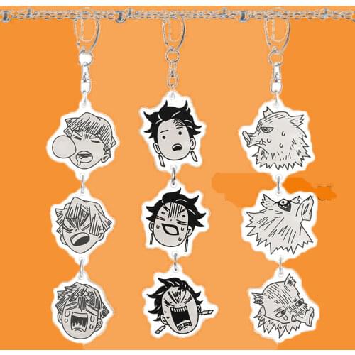 Personality Creative Demon Slayer Emoticons Keychain Pendant Portable Backpack Pendant Ribbon Key Accessories Exquisite Gift