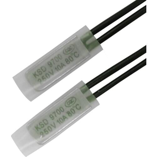 100PCS KSD9700 Temperature Switch 10A-Metal/250V Normally Open Thermostat 40~90 Degree Bimetal Disc Thermal Circuit Protector