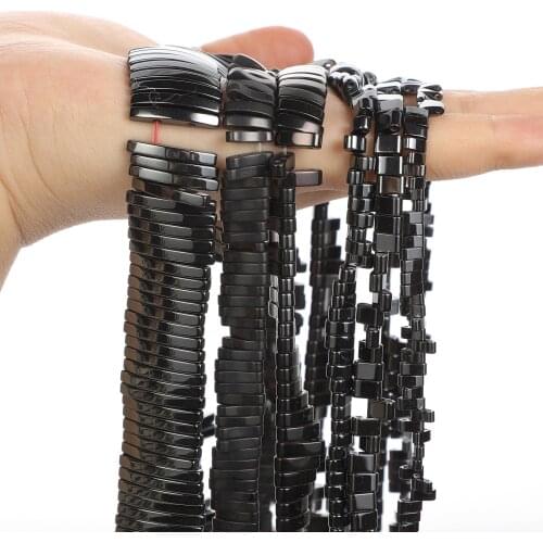 Half Moon Double Hole Beads Natural Stone Beads Hematite Loose Spacer Beads for Jewelry Making Bracelet Necklace DIY Accessories