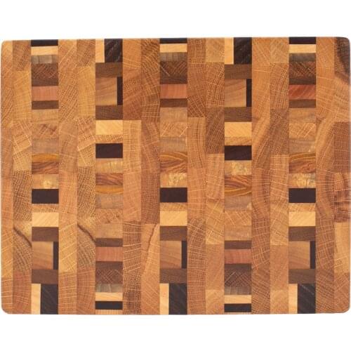 Soandora End Grain Cutting Board Oak Wenge Maple 5 Short Edge Striped Pattern