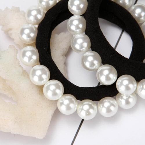 1pc Charming Pearl Elastic Hair Bands Women Scrunchies Seamless Hair Rope Ponytail HairRing Colorful Elegant Hair Accessories