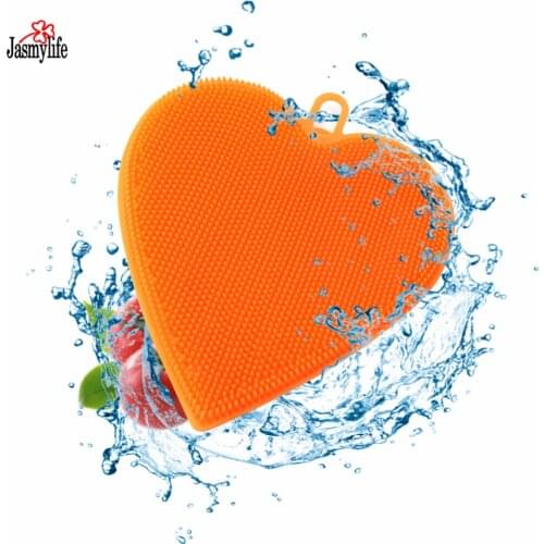 Heart Silicone Dish Washing Brush Fruit Vegetable Scrubber Heat Resistant Pad Silicone Bowl Cleaning Washing Brush Kitchen Tools