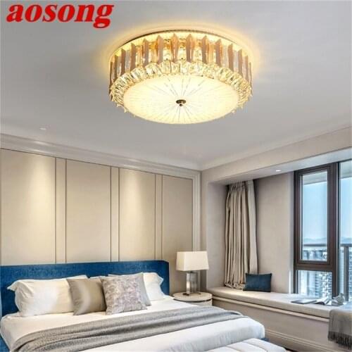 AOSONG Contemporary Ceiling Light LED Luxury Crystal Lamp Fixtures Home For Dining Room Decoration