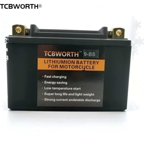 TCBWORTH 9-BS 12V CCA 350A LiFePO4 Motorcycle Starter Battery 9Ah Scooter Lithium Battery With BMS YTX9-BS for ATVs Jet Skis
