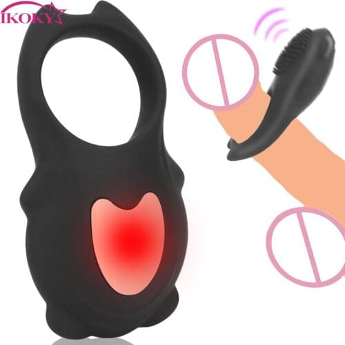 Clitoris Stimulator Penis Ring Vibrator 10 Mode Delay Ejaculation Adult Products Vibrating Cock Cage Sex Toys for Men