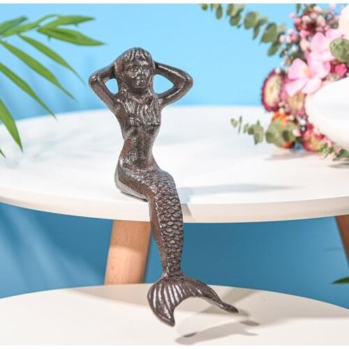 Sungmor Heavy Duty Cast Iron Mermaid Statue Sitting Mermaid Figure Ornament - Great Home & Garden Sculpture for Decorate Planter