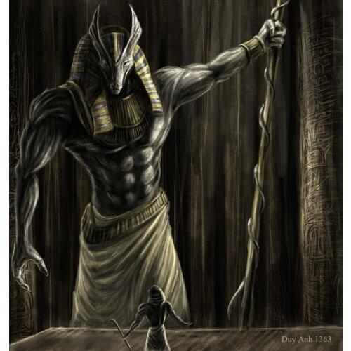 Living room home wall decoration fabric poster paintings paint mythology Anubis