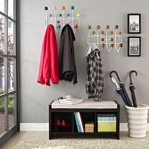 Safety Punch-free Kindergarten Iron Coat Rack with Solid Wood Ball Wall Coat Hook Metal Simple Spot Coat Rack