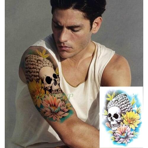 Waterproof Temporary Tattoo Sticker skull head flower halloween fake tatto flash tatoo tatouage temporaire for girl women men