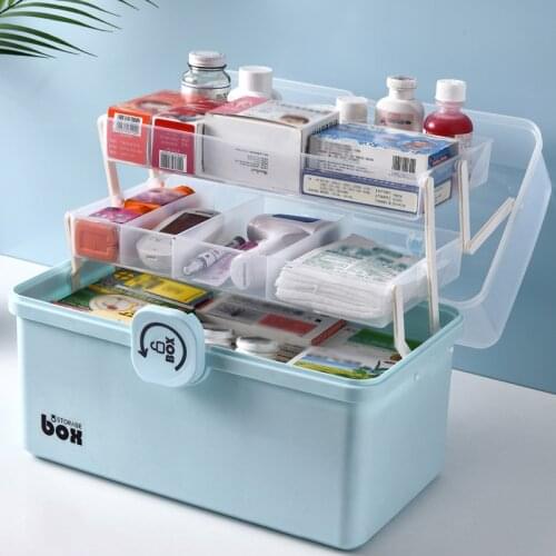 3/2 Tier Medicine Boxes Storage Box Large Capacity Sundries Organizer Folding Medicine Chest Storage Portable First Aid Kit