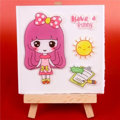 Have A Funny Drawing Girl Silicone Clear Stamps for Scrapbooking DIY Photo Album Cards Decoration Craft Transparent Stamp Stamp