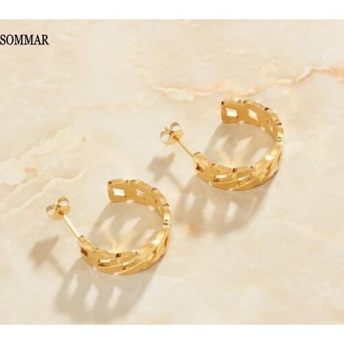 SOMMAR 2021 trend Gold Vermeil stud earrings for women Wild personality hollow chain women earrings High Quality Jewelry
