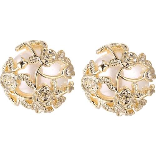 ONYSS 2021 New Fashion Women Trend Beautiful Jewelry Earring Imitate Pearl Earring Circling Flowers 14K Gold Plated Earring