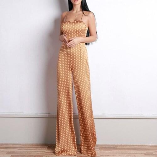 New Slash Neck Dot Women Rompers Backless Evening Party Club Black White Khaki Lady Bodysuits Sexy Boot Cut Women Playsuits